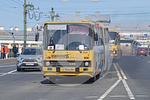 Hungarian bus Ikarus 283.00 on the urban transport parade