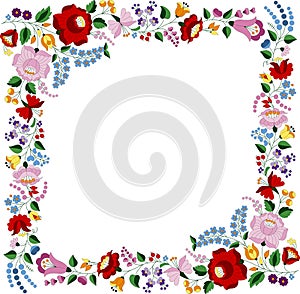 Hungarian embroidery folk pattern square frame photo