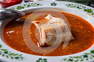 Hungarian fish soup with paprika