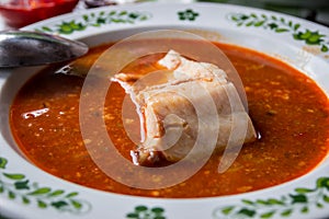 Hungarian fish soup with paprika photo