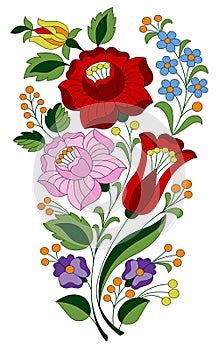 Hungarian flower bouquet folk pattern from Kalocsa region