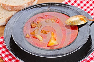 Hungarian goulash soup in plate