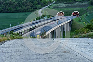 Hungarian M6 highway with tunel