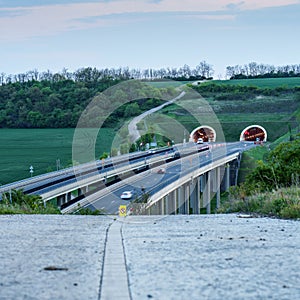 Hungarian M6 highway with tunel