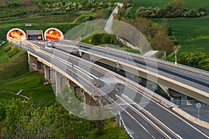 Hungarian M6 highway with tunel