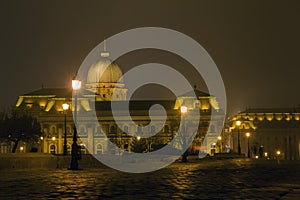 Hungarian national gallery at night, Budapest