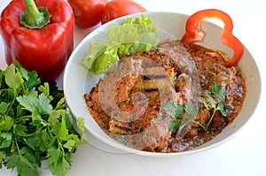 Hungarian paprikash and vegetables