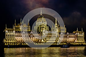 Hungarian parliament in Budapest at night