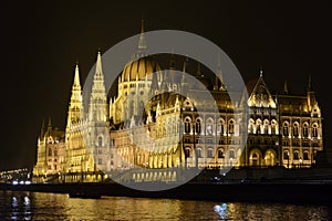 Hungarian Parliament in Budapest, at night