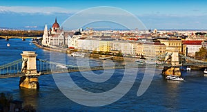 Hungarian Parliament building and Budapest Chain Bridge