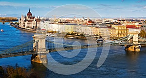 Hungarian Parliament building and Budapest Chain Bridge