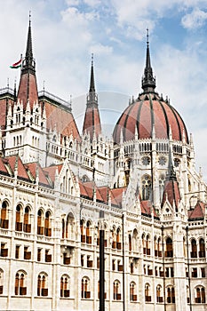 Hungarian parliament building in Budapest, Hungary, detail scene