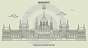 Hungarian Parliament Building in Budapest, Hungary. Landmark icon
