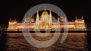 Hungarian Parliament building in Budapest at night