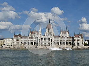 Hungarian parliament building by Danube river - Budapest, Hungary