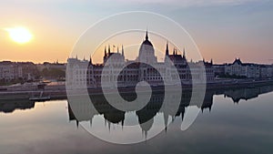 Hungarian Parliament Building with the Danube river, in Budapest, Hungary.