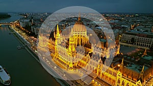 Hungarian Parliament Building with the Danube river, in Budapest, Hungary.