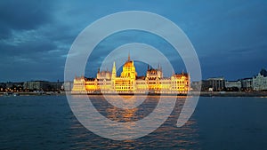 The Hungarian Parliament Building in the evening