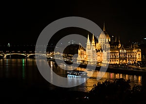 Hungarian Parliament Building with Margaret Bridge in Budapest
