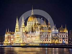 Hungarian Parliament Building at night, Budapest, Hungary