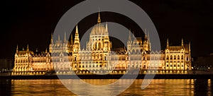 Hungarian Parliament Building at night, Budapest, Hungary