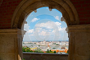 Hungarian Parliament Building seen from the Fisherman`s Bastion