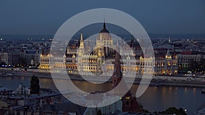 The Hungarian Parliament Building seen from The Fisherman`s Bastion, Budapest, Hungary