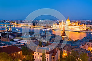 Hungarian Parliament building at a spring night