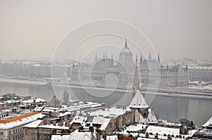 Hungarian Parliament Building, winter view