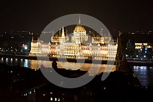 Hungarian parliament at night, Budapest, Hungary