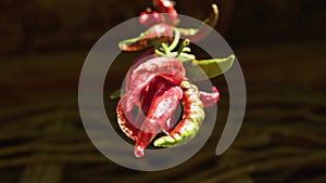 Hungarian red peppers dry in the sun