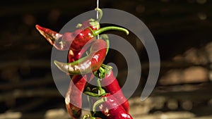 Hungarian red peppers dry in the sun