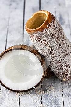 Hungarian a round loaf with coconut