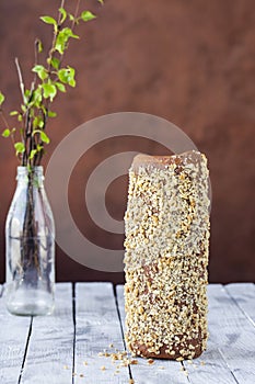 Hungarian a round loaf with peanuts