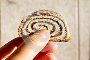 Hungarian stuffed rolled poppy seeds christmas cake name is beigli or bejgli