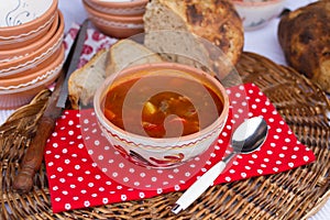 Hungarian traditional food, goulash soup