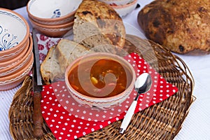 Hungarian traditional food, goulash soup