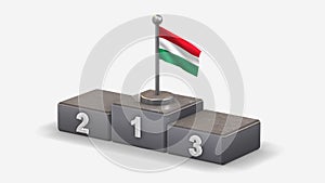 Hungary 3D waving flag illustration on winner podium.