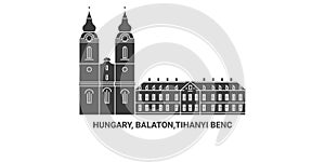 Hungary, Balaton,Tihanyi Benc, S Aptsg travel landmark vector illustration