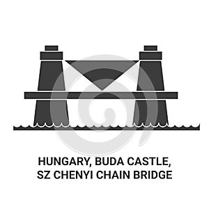 Hungary, Buda Castle, Szchenyi Chain Bridge travel landmark vector illustration photo