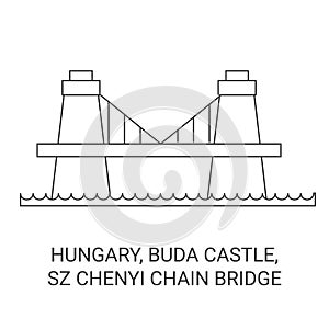 Hungary, Buda Castle, Szchenyi Chain Bridge travel landmark vector illustration photo