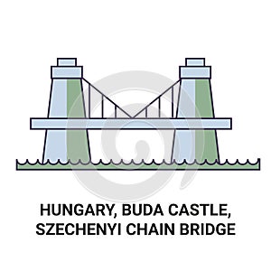 Hungary, Buda Castle, Szchenyi Chain Bridge travel landmark vector illustration photo