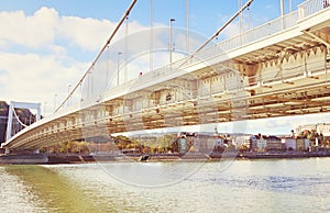 Buildings infrastructures bridges landmarks in the city along Rhine river and Danube river photo