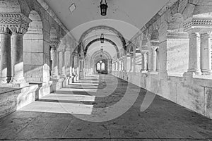 Hungary  Budapest  Fisherman\'s bastion  winter lights  black and white