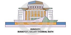 Hungary, Budapest, Gellrt Thermal Bath travel landmark vector illustration photo