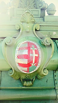 Hungary Budapest Liberty bridge along Rhine river and Danube river