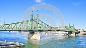 Hungary Budapest Liberty bridge along Rhine river and Danube river