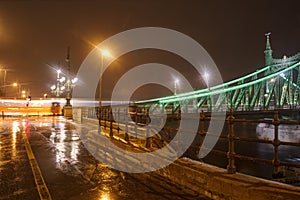 Hungary, Budapest, Liberty Bridge - night picture photo