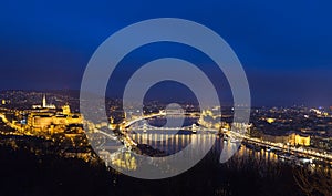 Hungary Budapest at night panorama