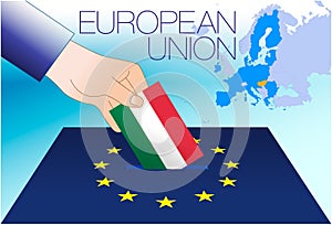 Hungary EU, voting box, European parliament elections, Hungary flag and map